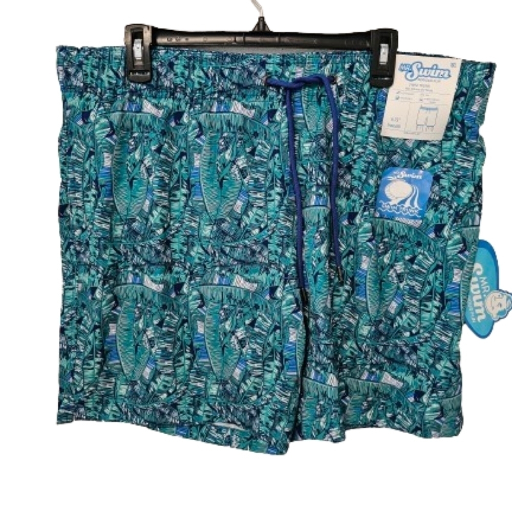 Mr. Swim Palms Blue Swim Trunks Men's Big & Tall Size XXL NWT